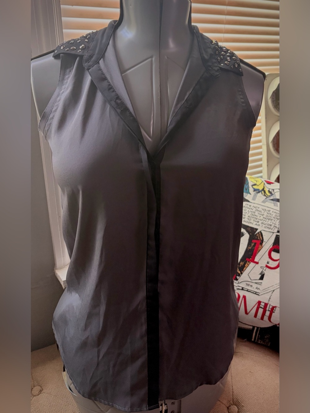 Y2K Rock & Republic Black Label Tank with Studded Collar